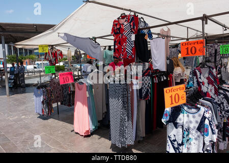 ladies fashions  on display in a spanish market Stock Photo