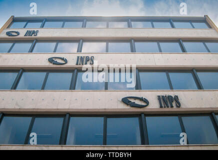 CARRARA, ITALY - JUNE 16, 2019: The building of the INPS headquarters, the national social security institute that deals with providing pensions and c Stock Photo
