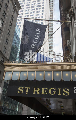 Marquee of the 5 Star St.Regis Hotel on East 55th Street just off 5th Avenue in New York City. Stock Photo