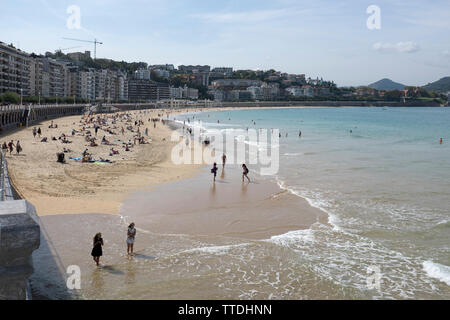 Playa de la Concha Beach at San Sebastian in the Basque Country Spain Stock Photo