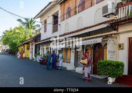 Women walking in the streets of Galle Fort, Galle, Sri Lanka Stock Photo