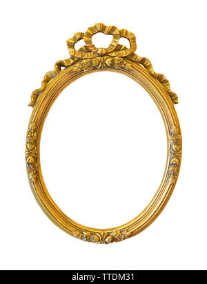 Oval golden decorative picture frame isolated on white background with  clipping path Stock Photo - Alamy