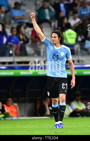 Belo Horizonte, Brazil, June 16th, 2019 - Goal Edinson Cavani - Match between Uruguay and Ecuador, valid for the first round of Group C of CONMEBOL Copa América Brasil 2019, held in the stadium of Mineirão, south zone of Belo horizonte, on the night of this sunday, 16.(Credit: Eduardo Carmim/Alamy Live News) Stock Photo