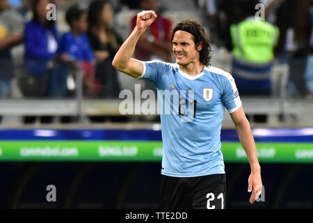 Belo Horizonte, Brazil, June 16th, 2019 - Goal Edinson Cavani - Match between Uruguay and Ecuador, valid for the first round of Group C of CONMEBOL Copa América Brasil 2019, held in the stadium of Mineirão, south zone of Belo horizonte, on the night of this sunday, 16.(Credit: Eduardo Carmim/Alamy Live News) Stock Photo