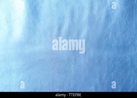 Blue leather texture with crumpled uneven surface Stock Photo