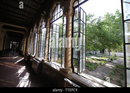 Bucharest, Romania - June 14, 2019: Architectural details from inside the Scoala Centrala building (Central School). Stock Photo