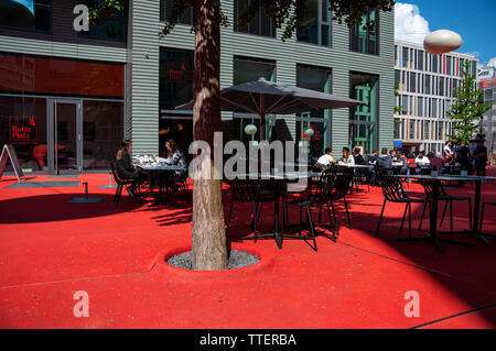 Impressions of The famous Red square in the city of St. Gallen, Switzerland Stock Photo