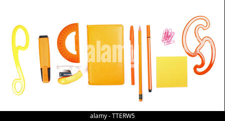 Frame of stationery isolated on white Stock Photo