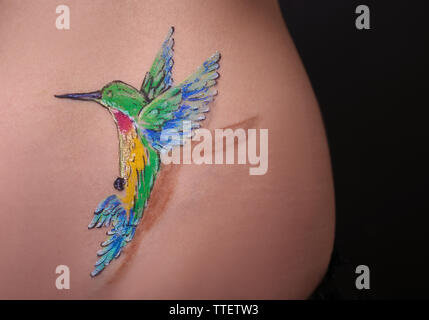 Small beautiful swallow on the hip. Swallow flying with branch. . Color:  Colorful. Tags: Cute, Awesome | Bird tattoos for women, Hip tattoos women, Hip  tattoo