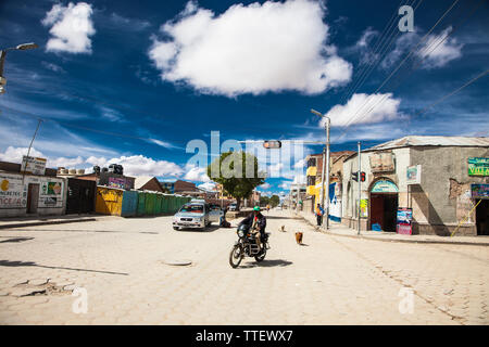 Uyuni, Bolivia- Dec 31, 2018: Street scene in Uyuni village, Bolivia. America. Stock Photo