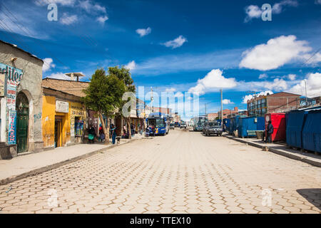 Uyuni, Bolivia- Dec 31, 2018: Street scene in Uyuni village, Bolivia. America. Stock Photo