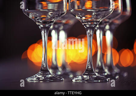 Empty wineglasses on a table, close up Stock Photo