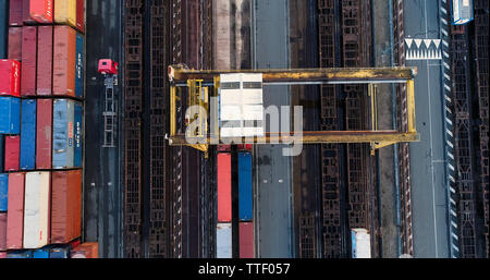 container in aerial view Stock Photo