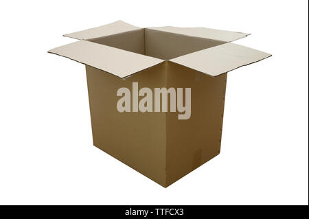 Open cardboard box Cardboard boxes isolated on white Stock Photo