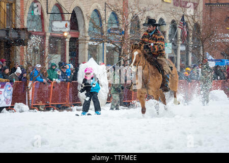 Skijoring at the Steamboat Springs Winter Carnival Stock Photo - Alamy