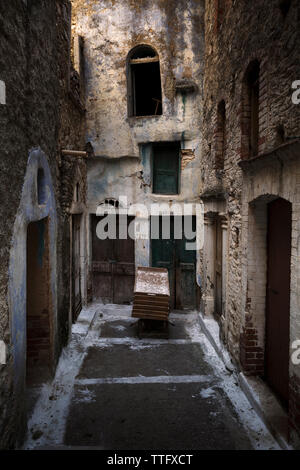 Old abandoned buildings in Pyrgi village on Chios island, Greece. Stock Photo