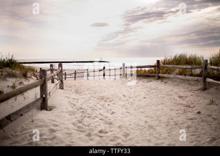 path leading to the beach through the dunes in the early morning Stock Photo