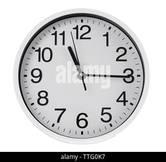 Round wall clock, isolated on white Stock Photo