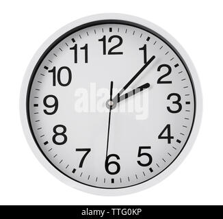 Round wall clock, isolated on white Stock Photo