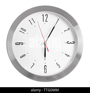 Round wall clock, isolated on white Stock Photo