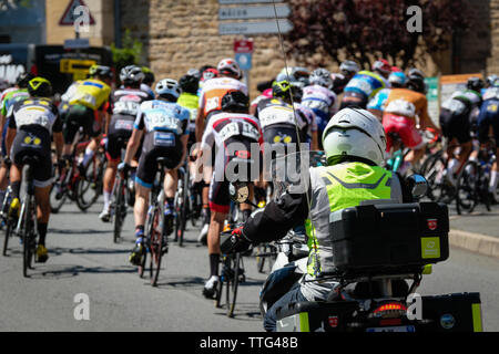 A cycling race in the vineyards of Brouilly and Mont Brouilly, two Beaujolais vintages. A two-day race that crosses the Beaujolais wine region Stock Photo