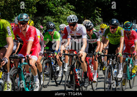 A cycling race in the vineyards of Brouilly and Mont Brouilly, two Beaujolais vintages. A two-day race that crosses the Beaujolais wine region Stock Photo