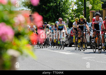 A cycling race in the vineyards of Brouilly and Mont Brouilly, two Beaujolais vintages. A two-day race that crosses the Beaujolais wine region Stock Photo