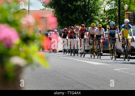 A cycling race in the vineyards of Brouilly and Mont Brouilly, two Beaujolais vintages. A two-day race that crosses the Beaujolais wine region Stock Photo