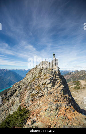 Mountaineers on the summit of Douglas Peak, British Columbia. Stock Photo