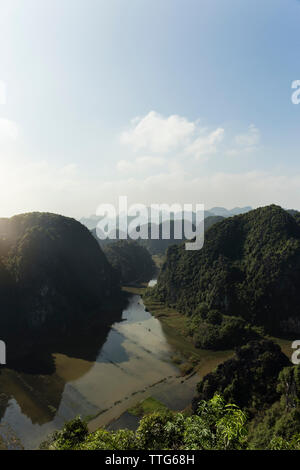 Overview from Mua mountains to Tam Coc area Stock Photo