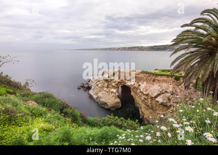 Sunny Jim Cave on the La Jolla coastline. Stock Photo