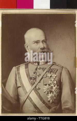 Franz Joseph I, Emperor of Austria, picture in Uhlans uniform of the Colonel-in-Chief. photo reproduction based on painting by H. Ballheim, Additional-Rights-Clearance-Info-Not-Available Stock Photo