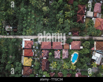 Aerial view of resort and pool Stock Photo