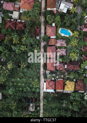 Aerial view of resort and pool Stock Photo