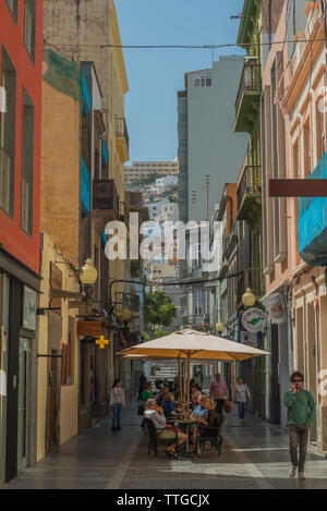 View of the city street, Las Palmas de Gran Canaria, Spain. Vertical. Stock Photo