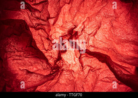 Simulation, with red tissue paper, of blood vessels on a medical image Stock Photo