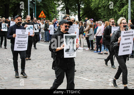 Marching for those who can't - Helsinki Pride Parade on Esplanadi in Helsinki, Finland Stock Photo