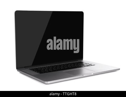 Laptop with black screen isolated on white Stock Photo