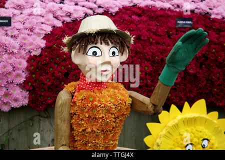 Flowerman scarecrow from the Chelsea Flower Show 2019 Stock Photo