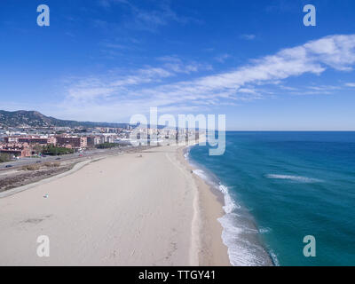 Aerial view of waves on a beach Stock Photo