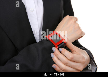 Modern watch on a woman's hand, close up Stock Photo