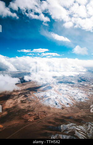 Aerial view of the Sierra Mountains on a cloudy afternoon in winter Stock Photo
