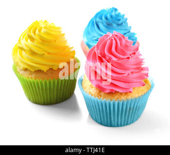 Birthday cupcakes isolated on white Stock Photo
