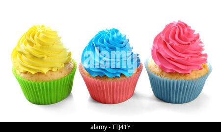 Birthday cupcakes isolated on white Stock Photo