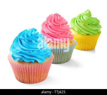Birthday cupcakes isolated on white Stock Photo