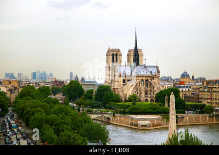 Notre Dame de Paris against sky Stock Photo