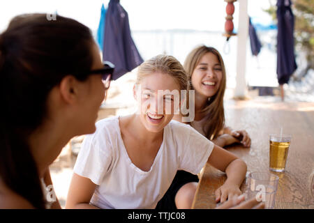 Happy friends at bar counter Stock Photo