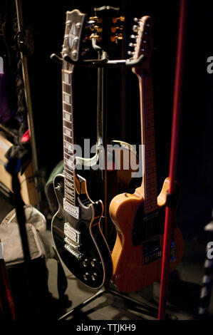 Close-up of electric guitars Stock Photo