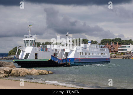 The chain ferry crossing from Sandbanks to Studland in Dorset UK