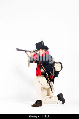 soldier aiming white background Stock Photo - Alamy